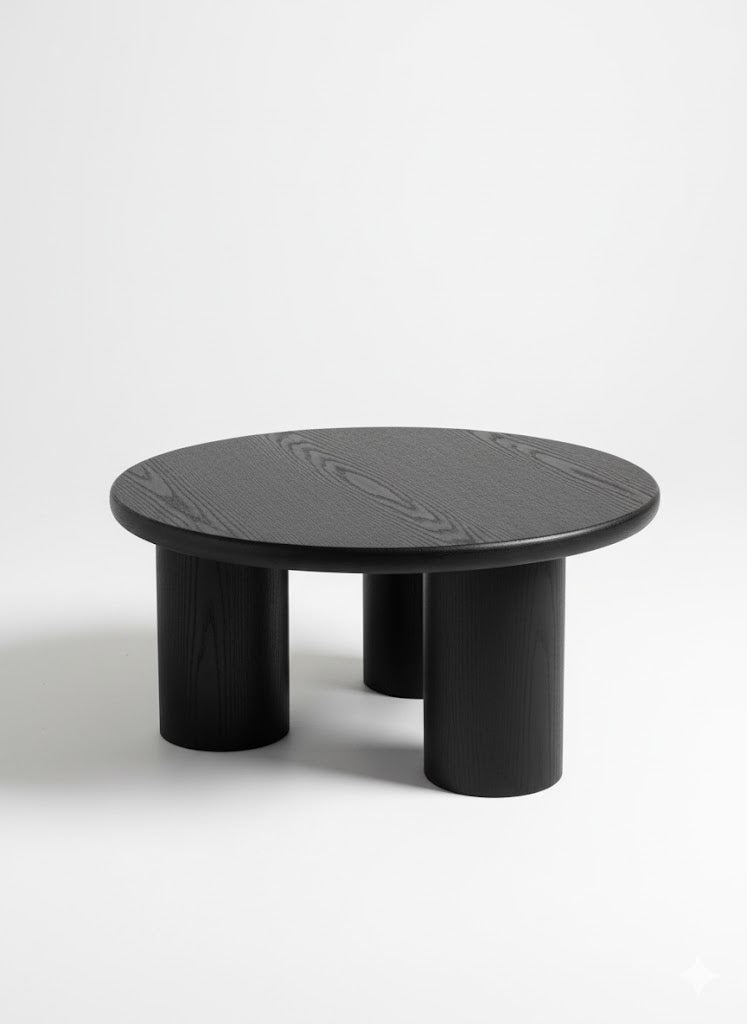 Mesa Ratona Ébano - Paraíso Macizo con Bases PVC | Diseño Moderno